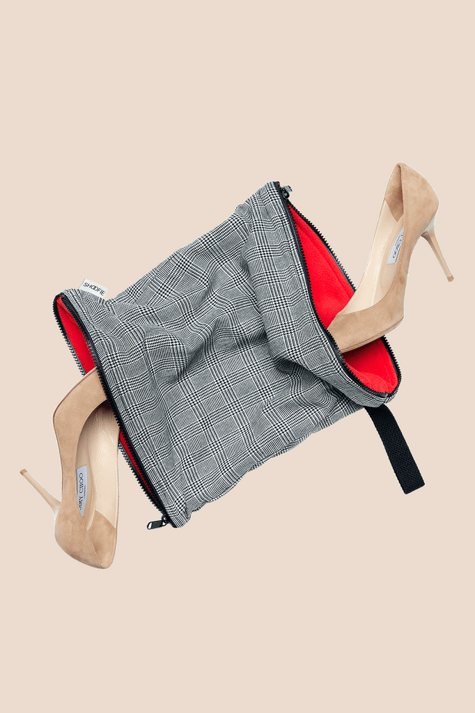 Grey Tweed Shoe Bag | Travel Shoe Organizer by SHOOFIE - SHOOFIE